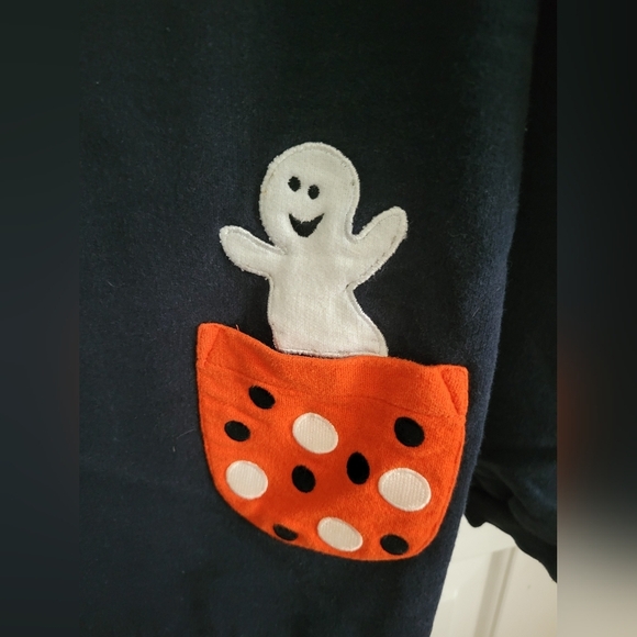 Copper Key Girl's Halloween Ghost Embroidered Navy Long Sleeve Sweatshirt Size L - Picture 2 of 6